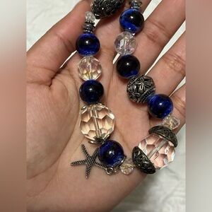Handmade Sea Glass Charm Bracelet with Starfish